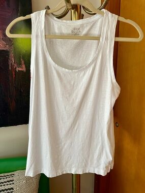 J. Crew White Scoop Neck Cotton Tank
